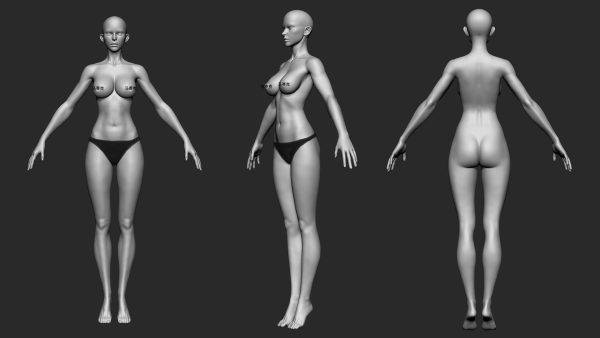 Zbrush女性人体基础雕刻模型obj