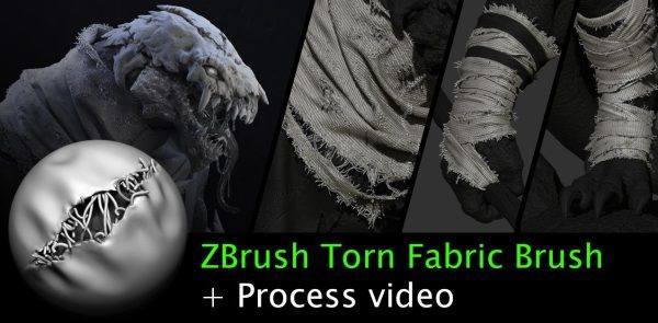 zbrush衣服布料撕裂缝线边缘破损织笔刷物烂布破洞纹理
