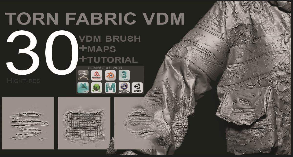 zbrush布料衣服撕裂破损脏旧笔刷