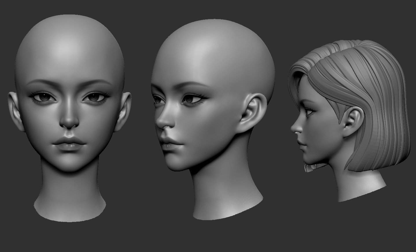 ZBrush精美女性头部雕刻模型zb女头模型