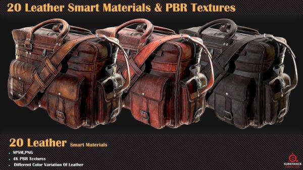 20 种皮革智能材质 PBR 纹理