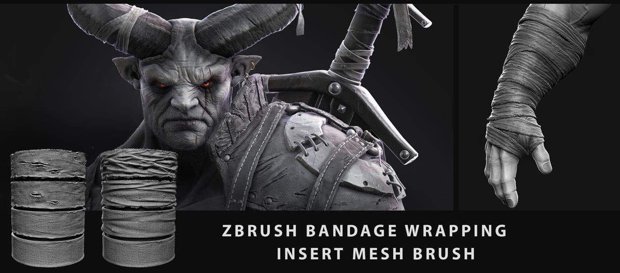 zbrush44绑带绷带布料笔刷&次世时代效果笔刷3D模型