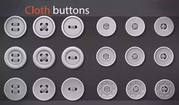zbrush衣服裤子布料钮扣笔刷&缝线装饰模型细节