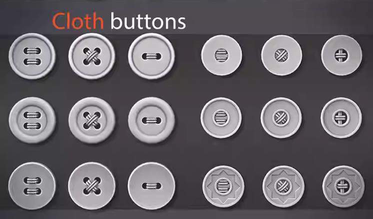 zbrush衣服裤子布料钮扣笔刷&缝线装饰模型细节