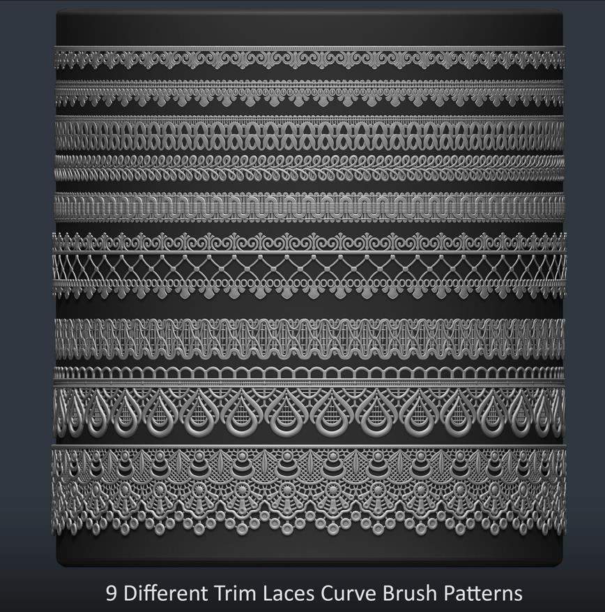 zbrush裙边花纹装饰衣服裤子笔刷&蕾丝ZBP