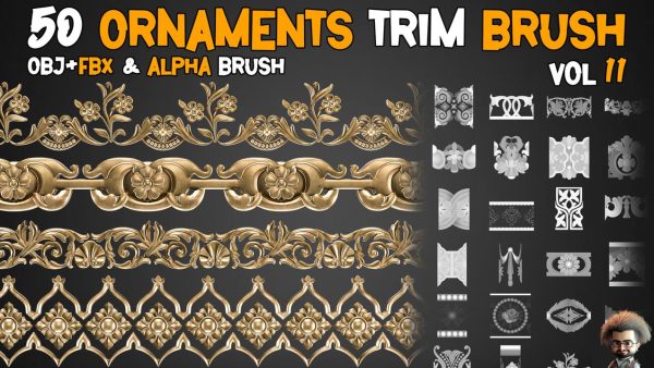 zbrush花纹装饰笔刷&max雕花装饰花纹无缝贴图alpha