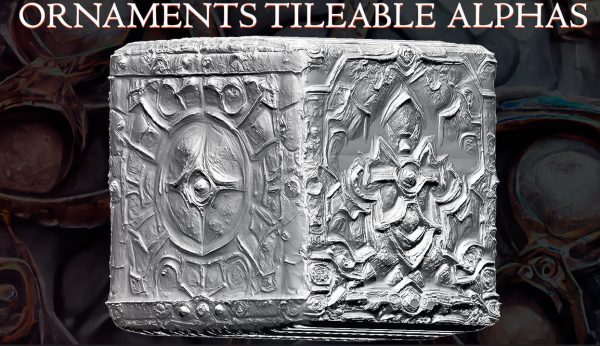 通用贴图07墙壁花纹勾勒装饰图案岩石雕塑纹饰模型深度贴图PNG