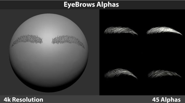 男女眉毛笔刷amp男性面部细节眉梢毛发雕刻Alpha