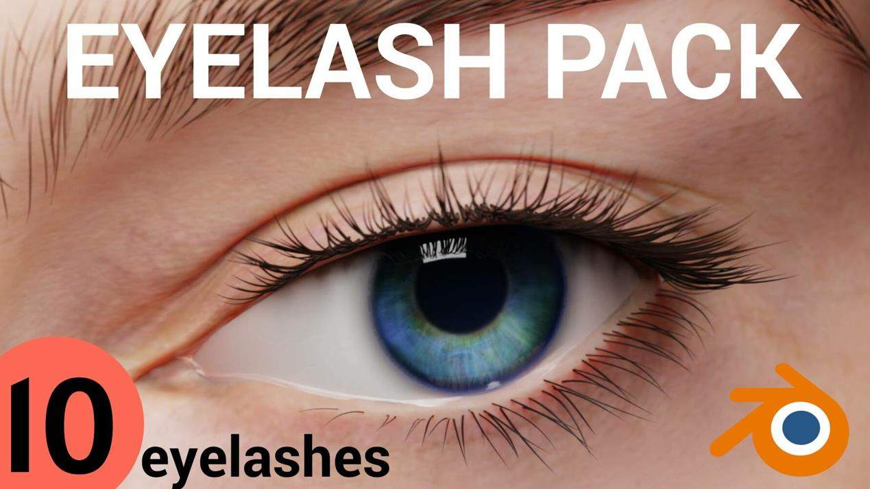 Blender逼真睫毛模型ampFBX白模毛发模型max