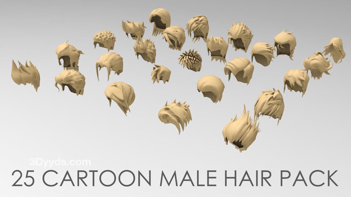 C4D卡通男孩头发3D模型&amp-Blender毛发基础发型
