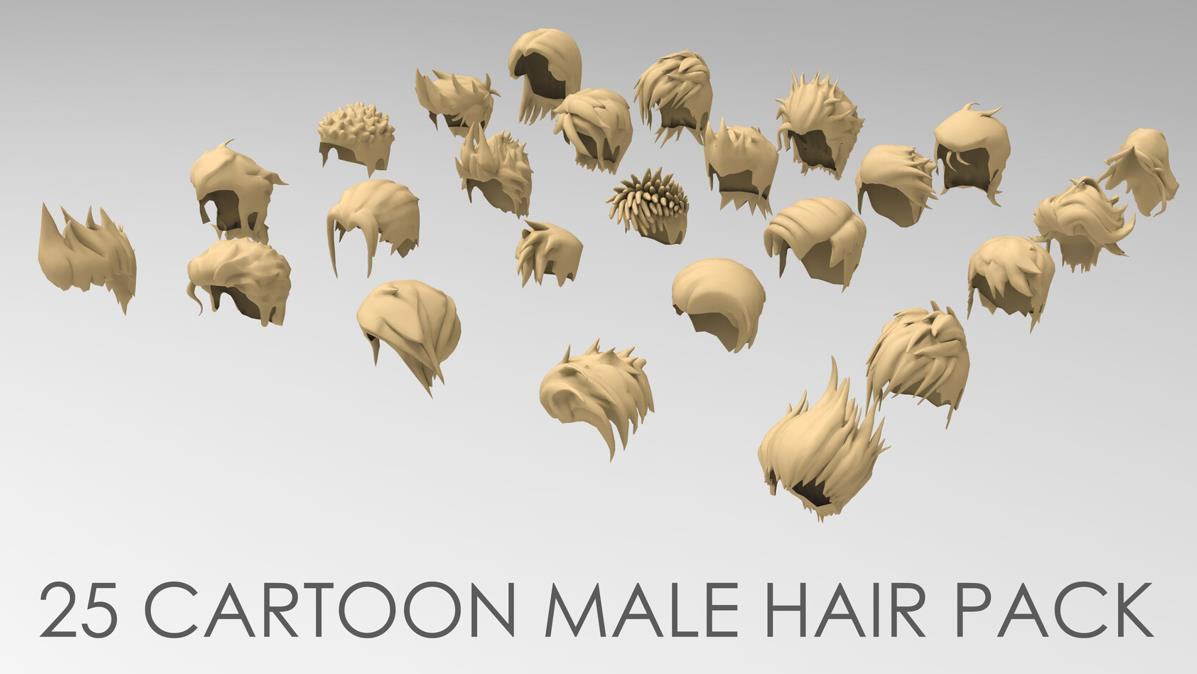 C4D卡通男孩头发3D模型&amp-Blender毛发基础发型