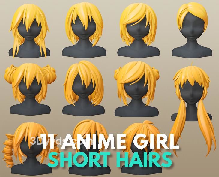 动漫风女孩短发可爱头发造型毛发