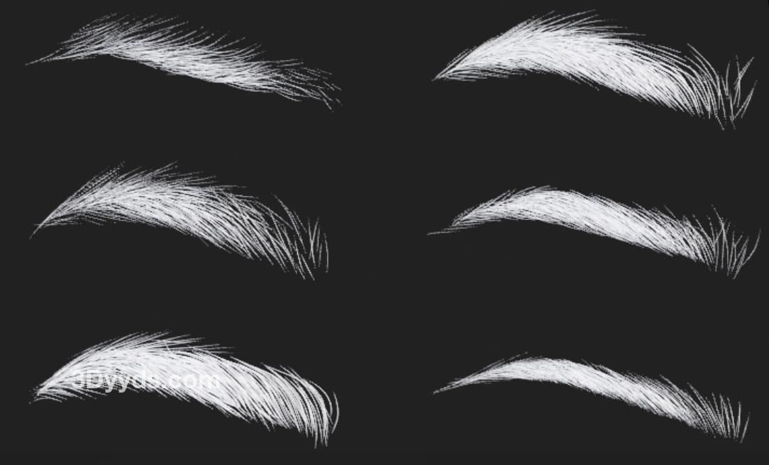 10款眉毛3D模型高模实体毛发