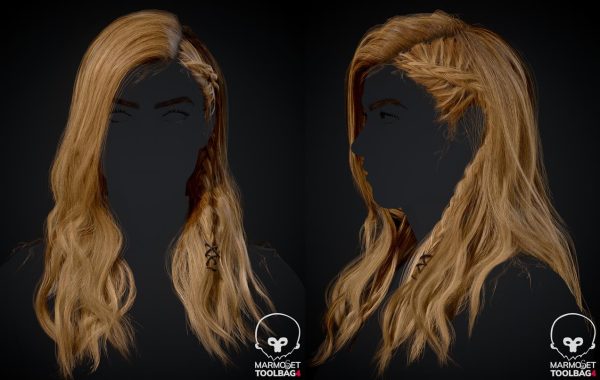 写实女性头发毛发渲染角色头像3D模型贴图amp八猴OBJ