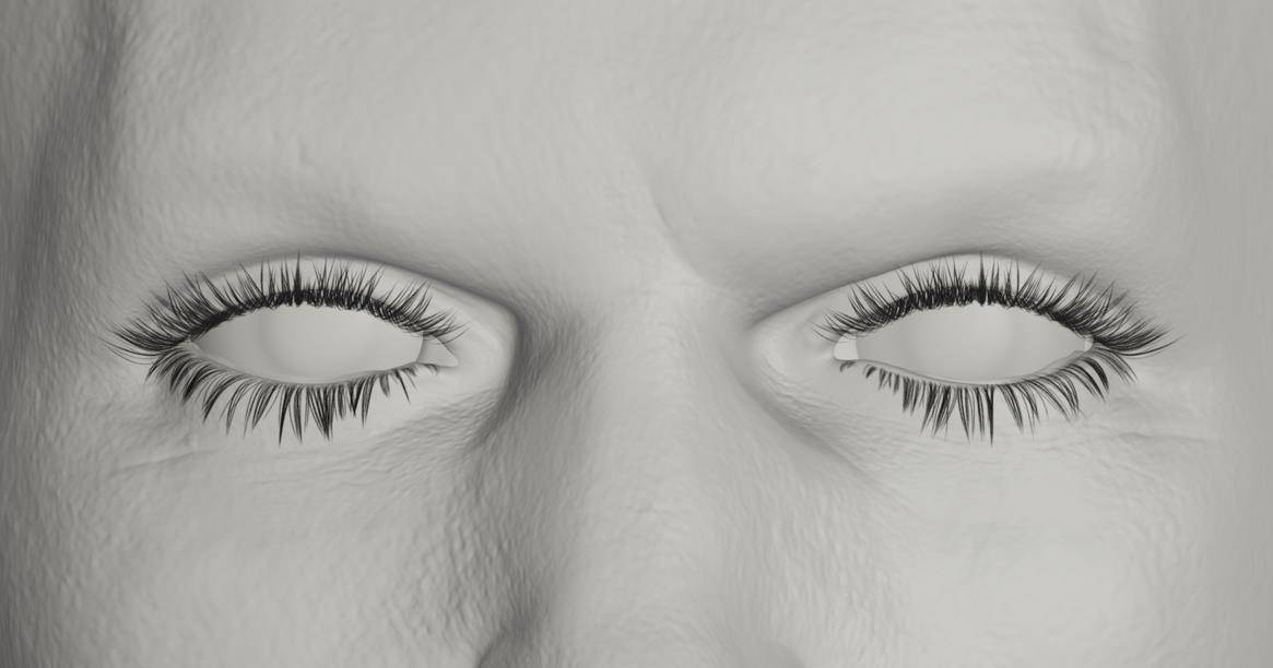影视级西方男女睫毛插片毛发3D模型