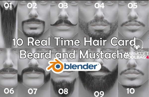 胡子zbrush络腮胡obj发卡fbx毛发贴图逼真八猴胡须UE低模3D模型