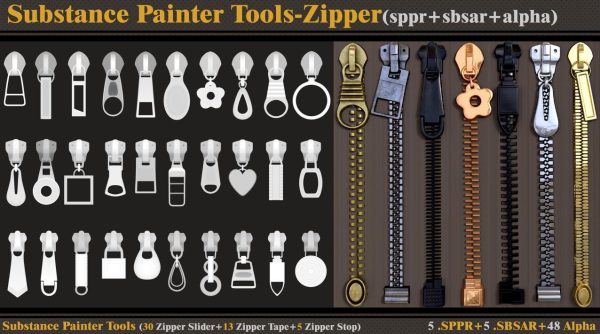 sp03金属拉链锁头材质工具&SBSAR格式TIF