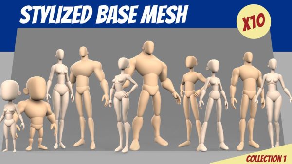 zbrush风格化基础雕刻模型amp男女角色模型基础网格OBJ