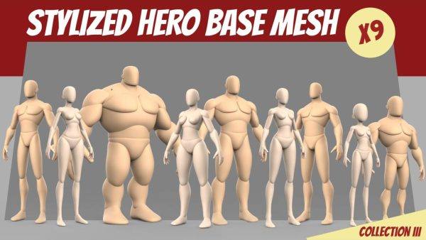 zbrush风格化英雄人物模型amp卡通动漫角色雕刻男人女人