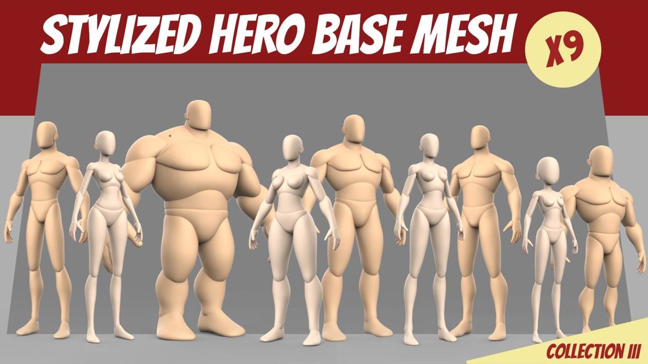 zbrush风格化英雄人物模型amp卡通动漫角色雕刻男人女人