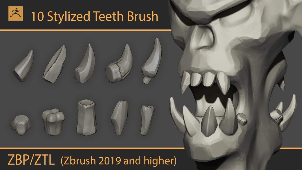 zbrush84风格化卡通牙齿雕刻zbp笔刷