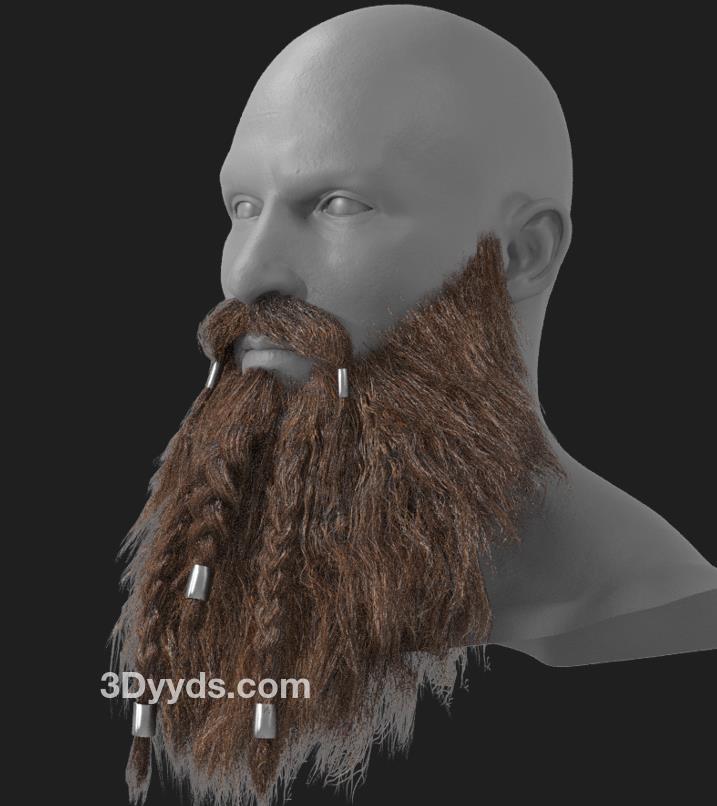 blender男性胡须胡子毛发模型