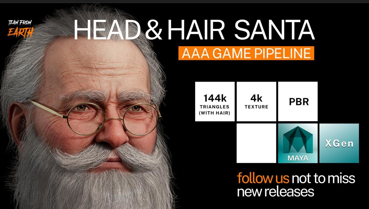 maya写实老人头部3D模型FBX白模MA头像模型素材源文件