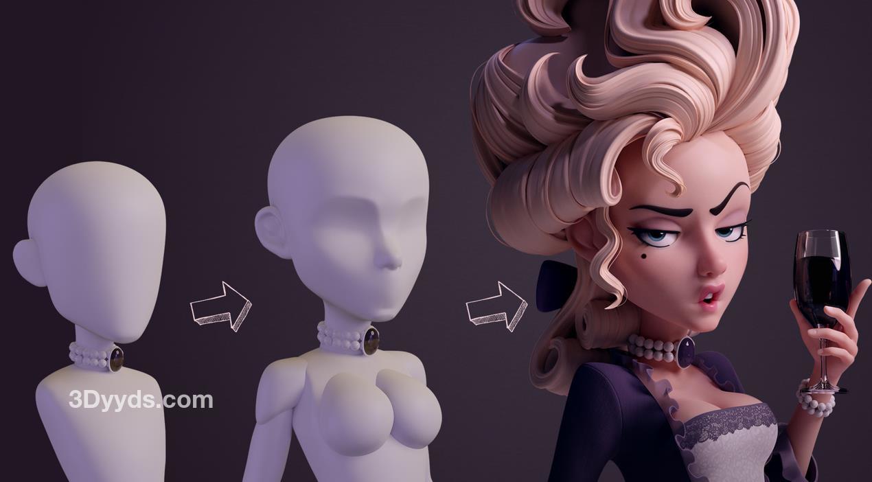 Blender卡通女孩基础网格ZPR源文件OBJ基础模型白模