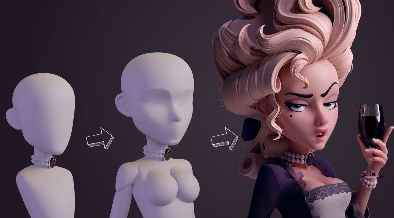 Blender卡通女孩基础网格ZPR源文件OBJ基础模型白模