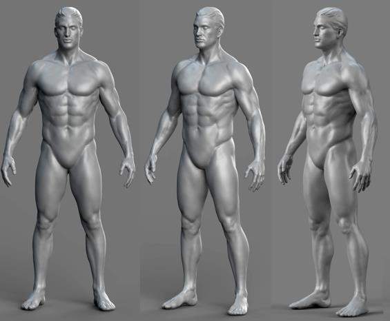 男性肌肉身体手雕高模MAX欧美战士武士躯体模型maya男人模型