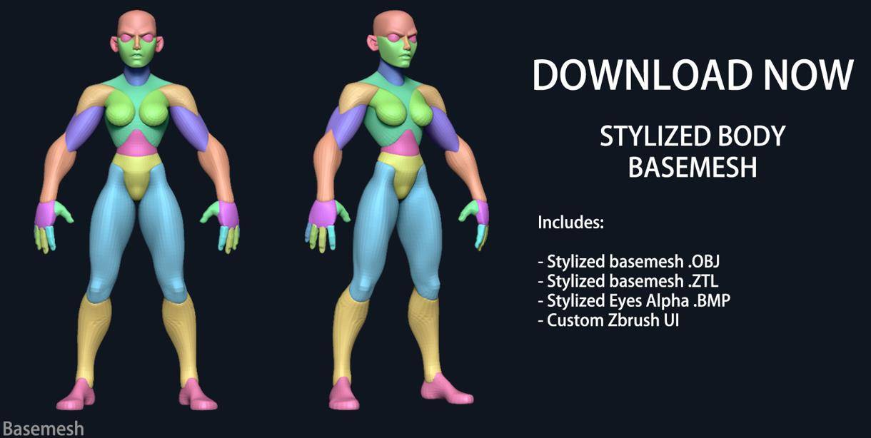 通用模型23zbrush风格化卡通角色眼球人体基础雕刻模型&身体ZTLOBJ