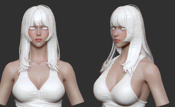 zb模型-卡通小姐姐头像雕刻模型带细分&女头角色头雕