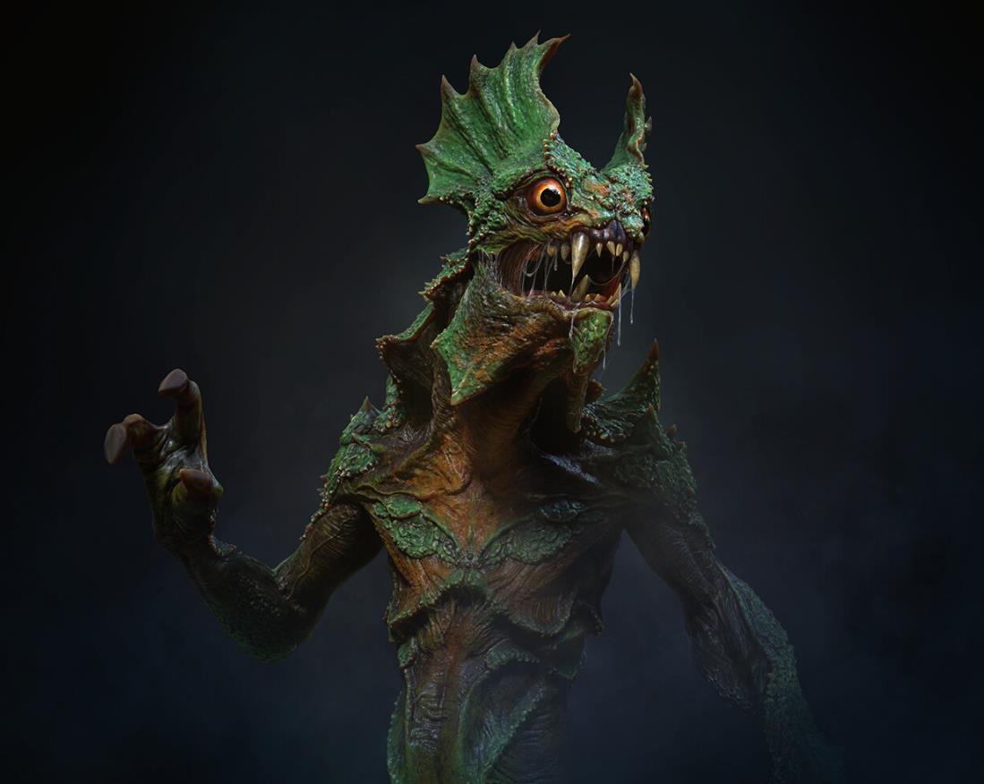 zbrush95生物皮肤表面细节雕刻笔刷&蜥蜴爬行怪物