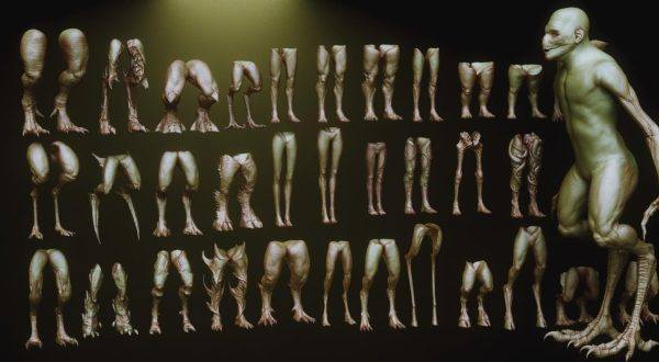 zbrush96动物人类腿脚下肢蹄子双腿笔刷&角色怪物雕刻