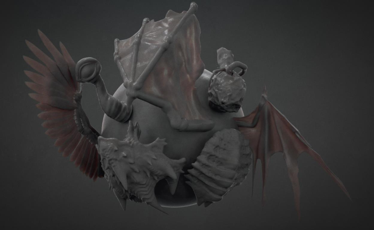 zbrush毛发24飞龙怪物翅膀心脏鸟类翅膀雕刻笔刷zbp