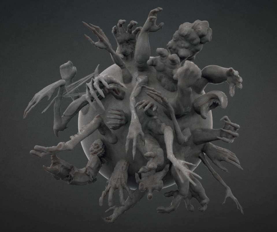 zbrush-35个怪物手臂手掌爪子笔刷ZBP&3d游戏模型雕刻