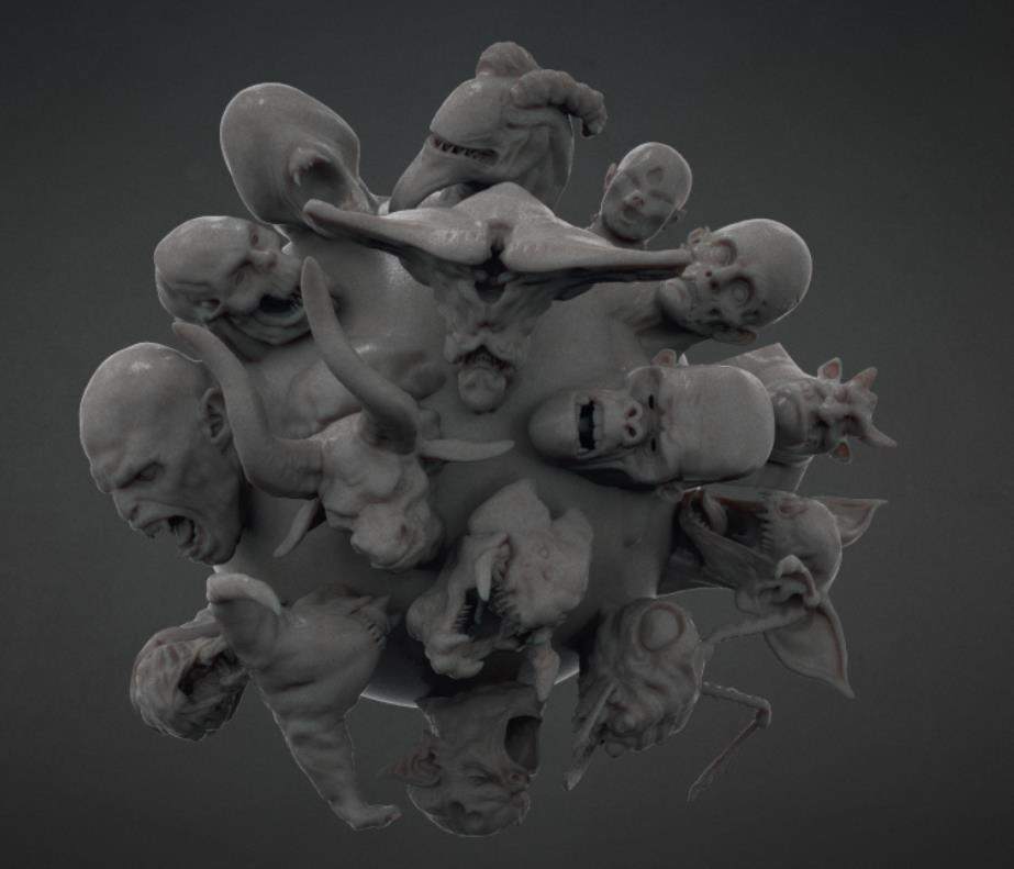 zbrush怪兽头像头颅颅骨头骨笔刷zbp&角色头部