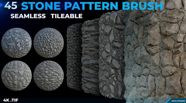 通用贴图18zb岩石地面碎石墙壁地表地貌材质球sp岩石地面Alpha高度图TIF