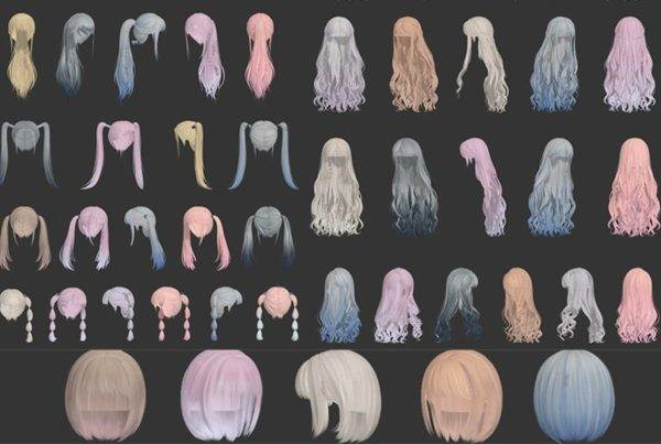 精致二次元女角色萌妹休闲头发发型3d模型max女孩毛发