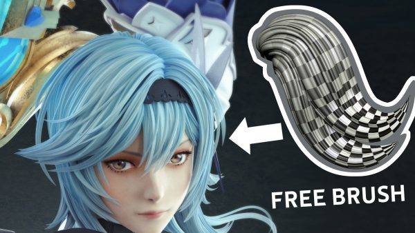 zbrush毛发04-卡通二次元角色头发发型发簇笔刷