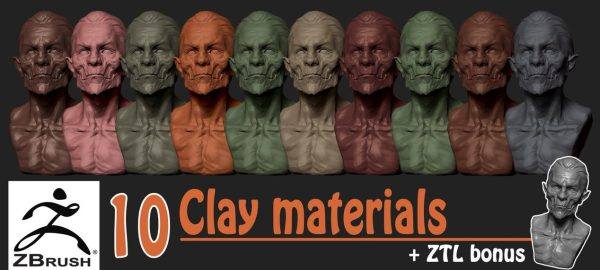 zbrush10泥塑泥土地面材质球ZMT&泥雕泥巴捏泥人雕刻模型