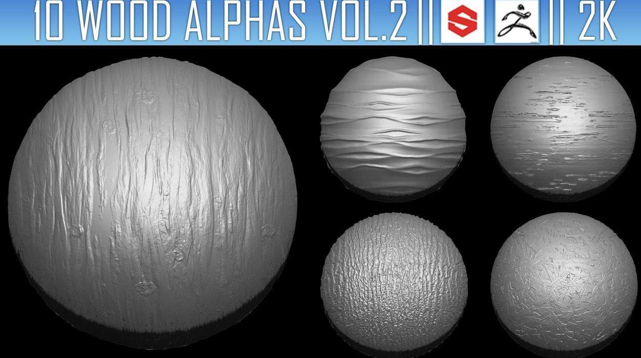 zbrush176木头木纹木桌alpha笔刷&sp脏旧木头磨损材质贴图