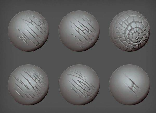 zbrush179卡通木头木纹年轮裂痕缝隙笔刷&树皮树木