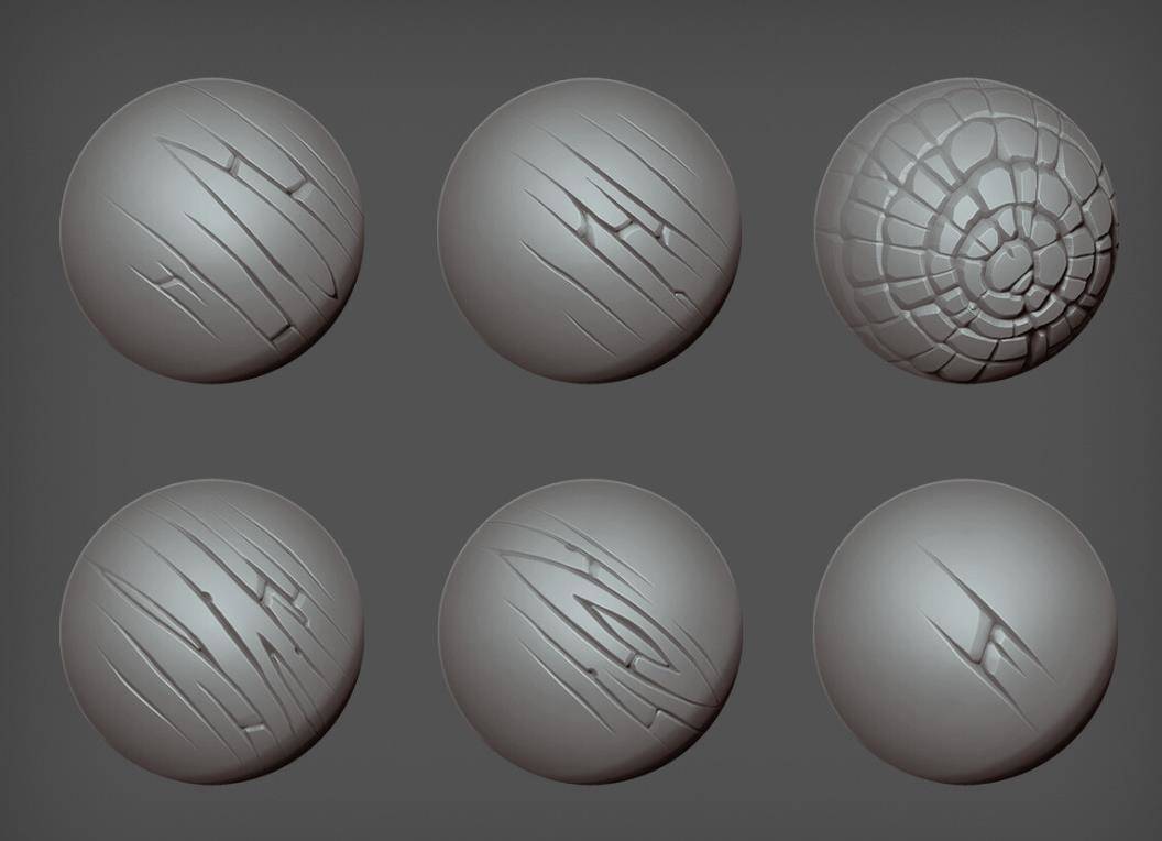 zbrush179卡通木头木纹年轮裂痕缝隙笔刷&树皮树木