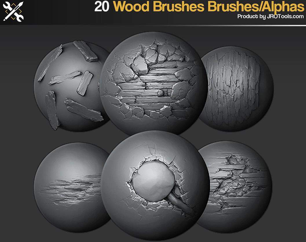 zbrush183破裂木头木纹缝隙裂缝笔刷&木板破损墙壁损坏