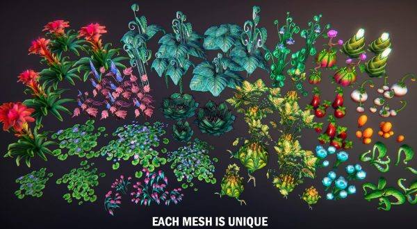Blender幻想植物绿植花草模型amp花朵绿草FBXOBJ