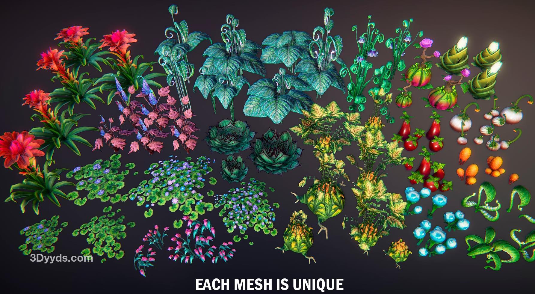 Blender幻想植物绿植花草模型amp花朵绿草FBXOBJ