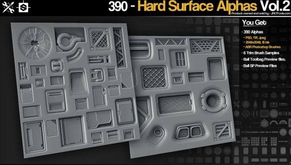 zbrush190硬表面雕刻alpha笔刷&科幻面板机械表面贴图硬面