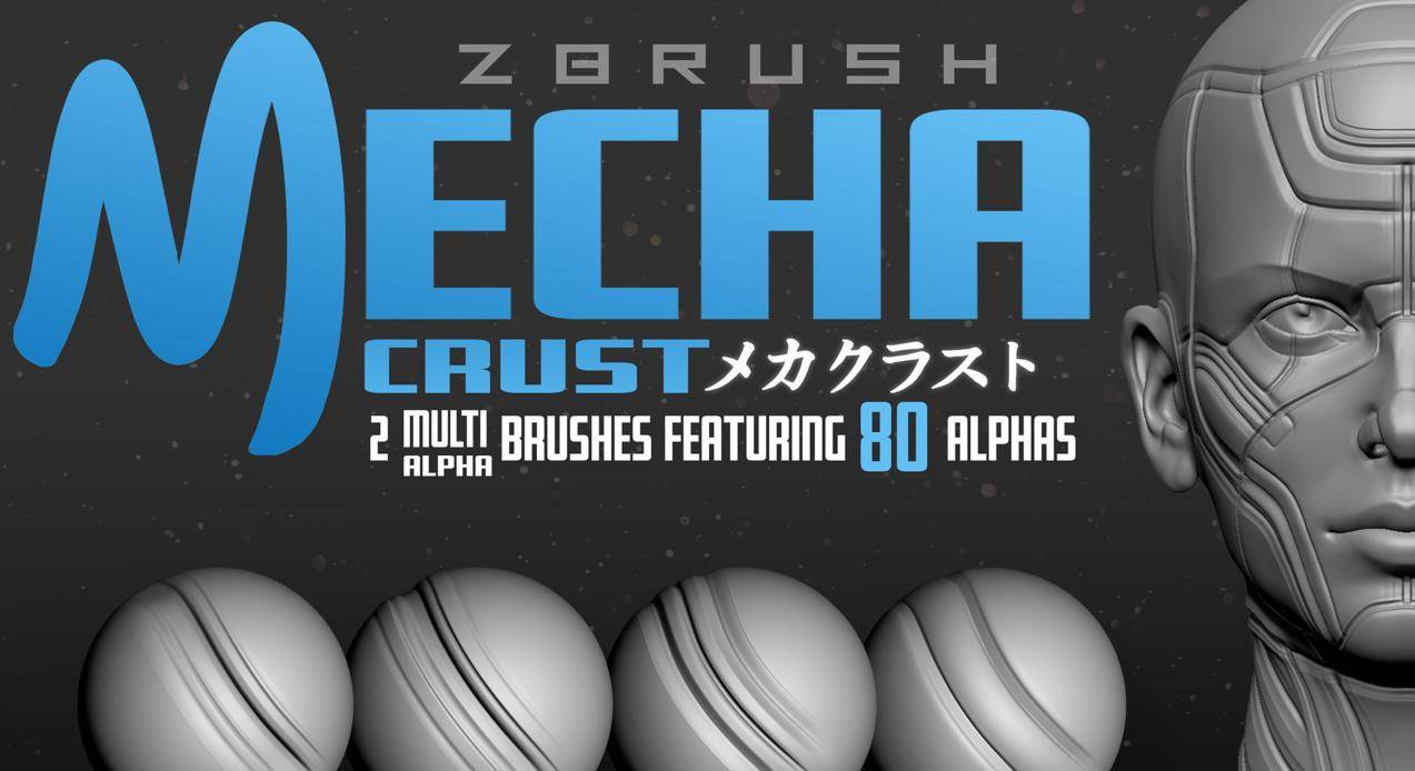 zbrush193科幻赛博朋克硬表面雕刻笔刷&机械曲线