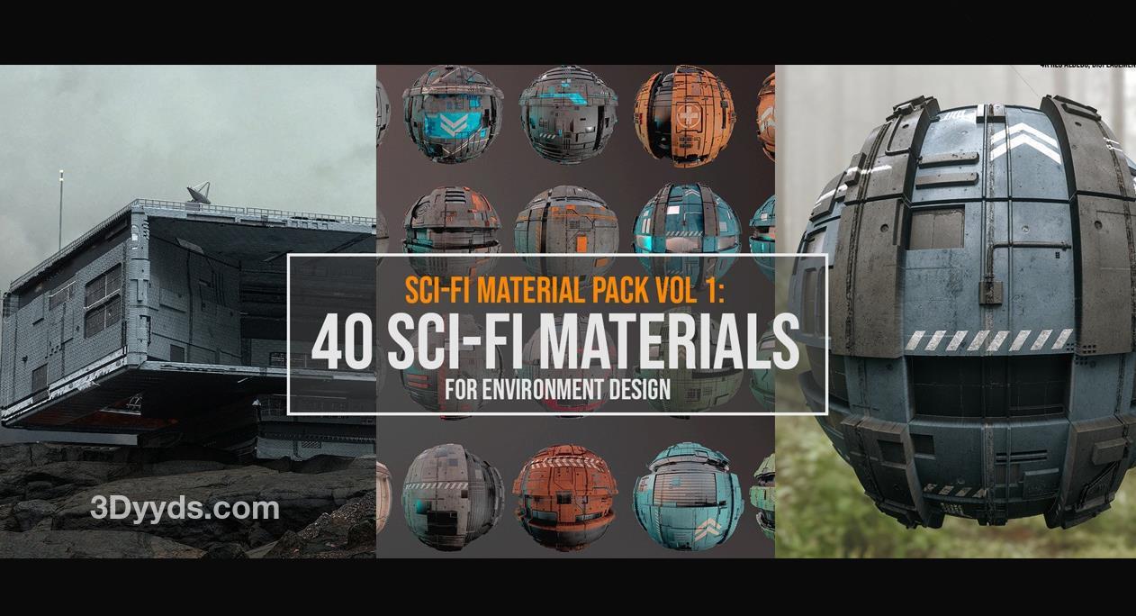 zbrush209科幻车辆武器硬表面表面道具3D模型OBJ&太空面板科技
